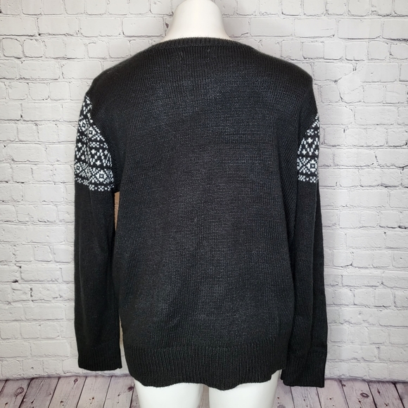 Faded Glory Black & White Nordic Knit Sweater - XXL - Picture 4 of 9